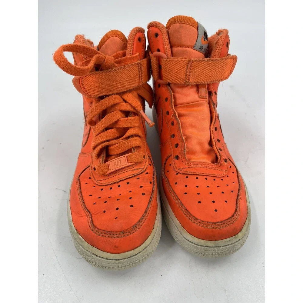 Nike Boys Air Force 1 Size 3.5Y AV7951-800 Orange Running Shoes Lace‎ Up Mid Top